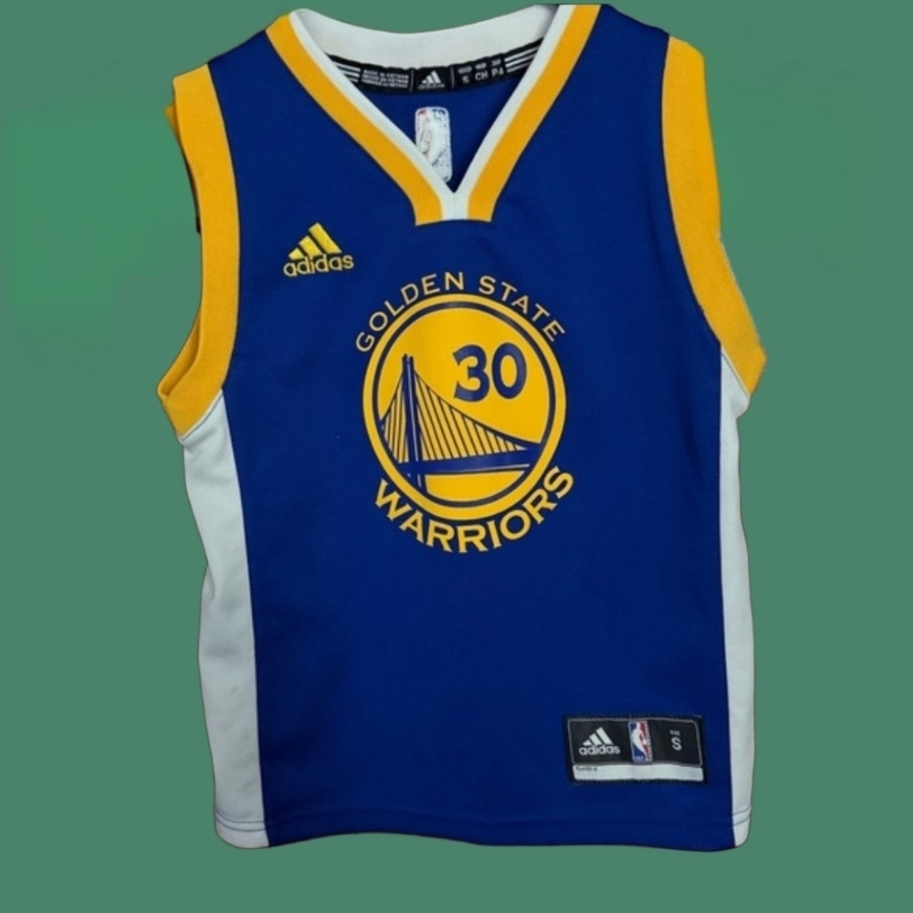 EUC Kids Adidas Golden State Blue and Yellow Jersey